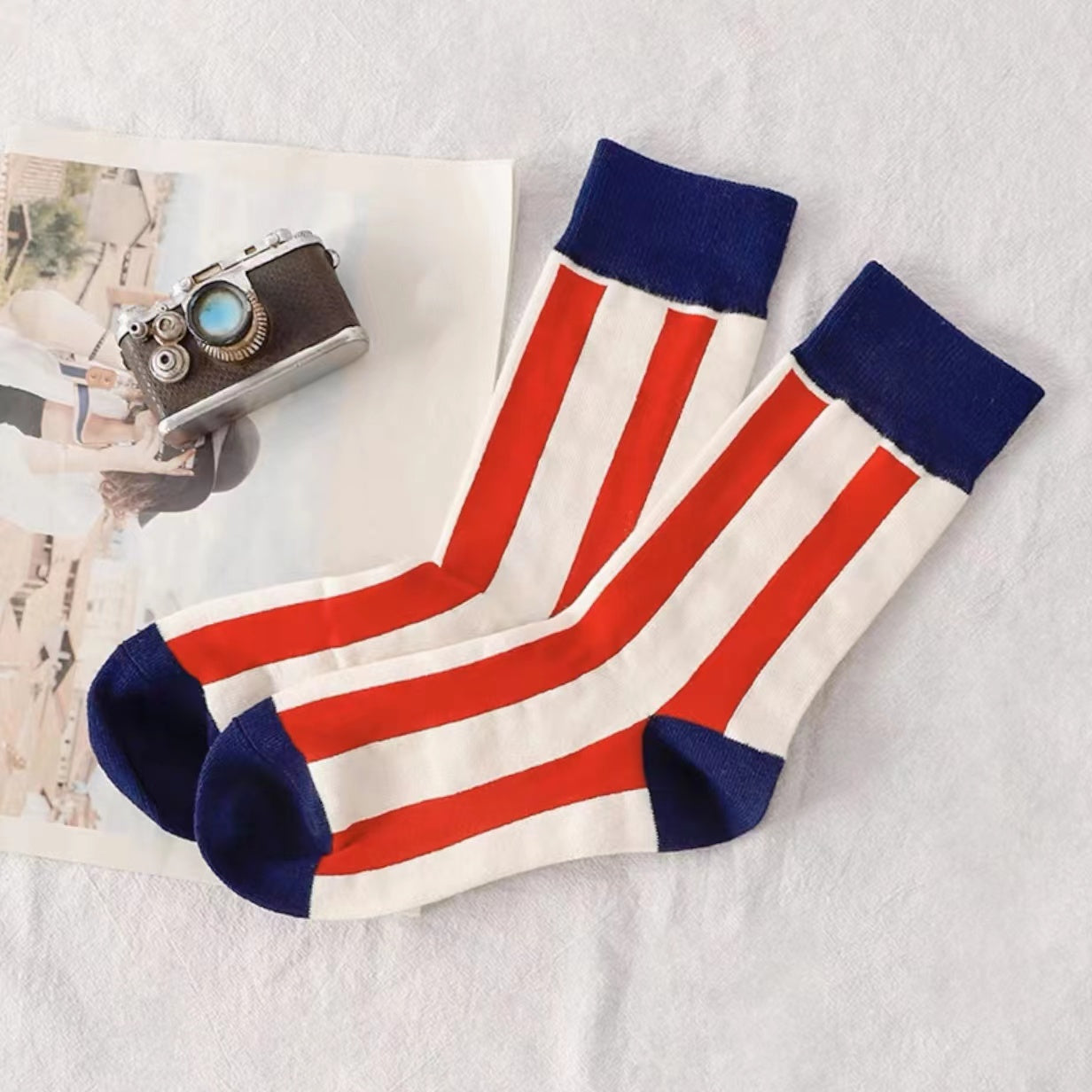 Red Checker/Stripe Socks