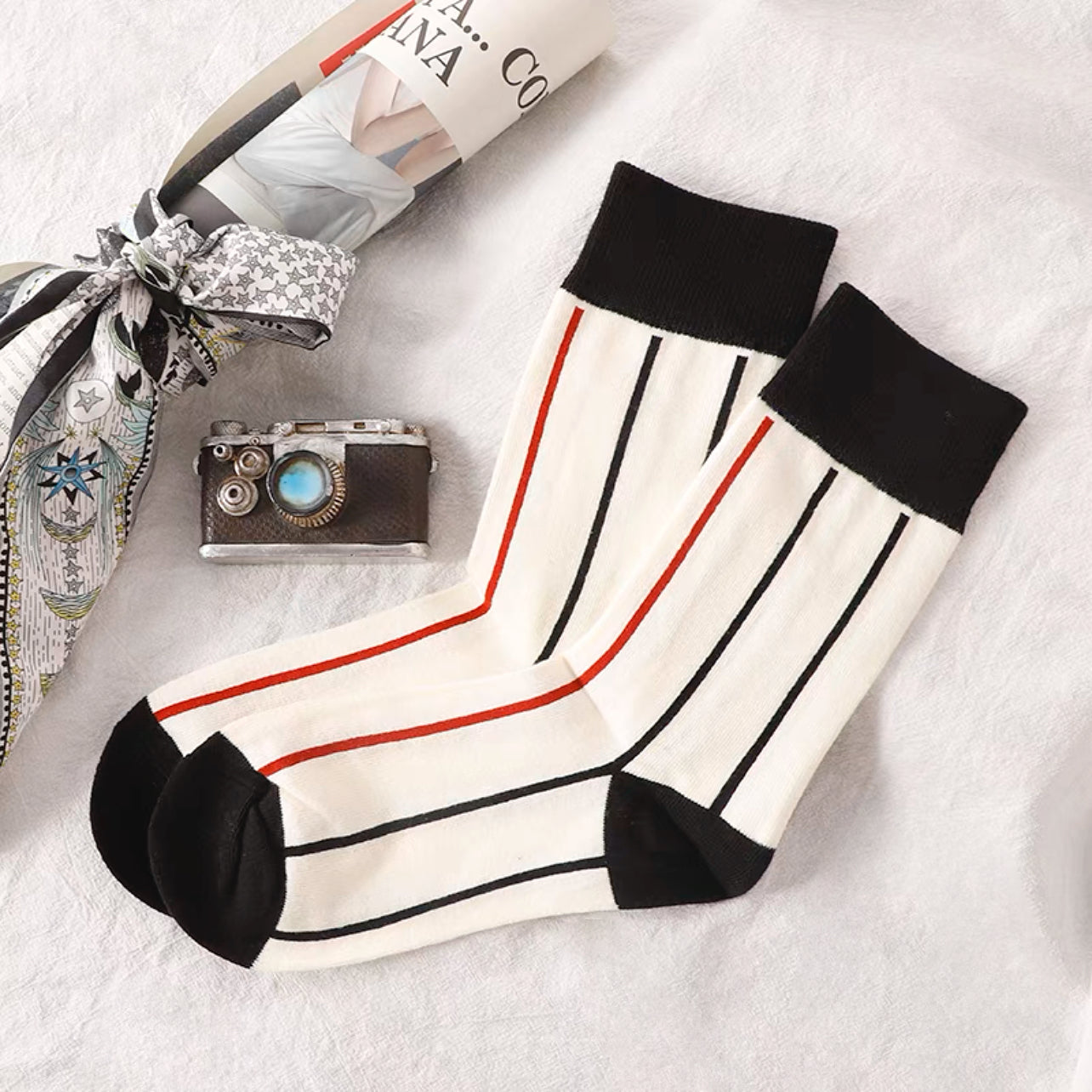 Red Checker/Stripe Socks