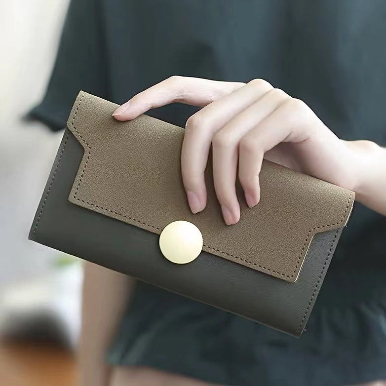Long Wallet With Nubuck Leather Flap