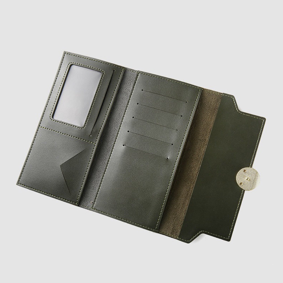 Long Wallet With Nubuck Leather Flap