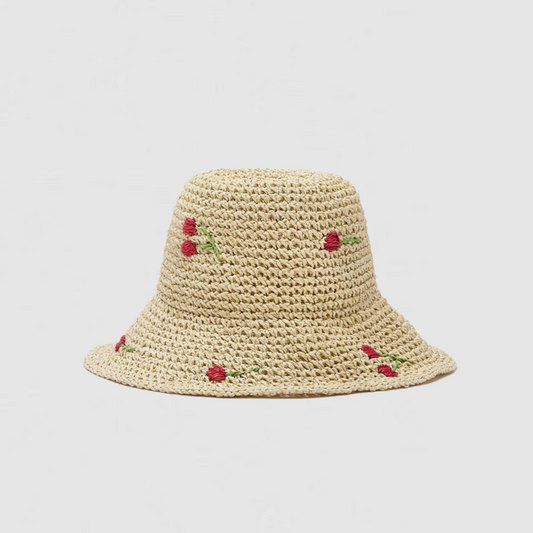 cappello di paglia pieghevole ciliegia