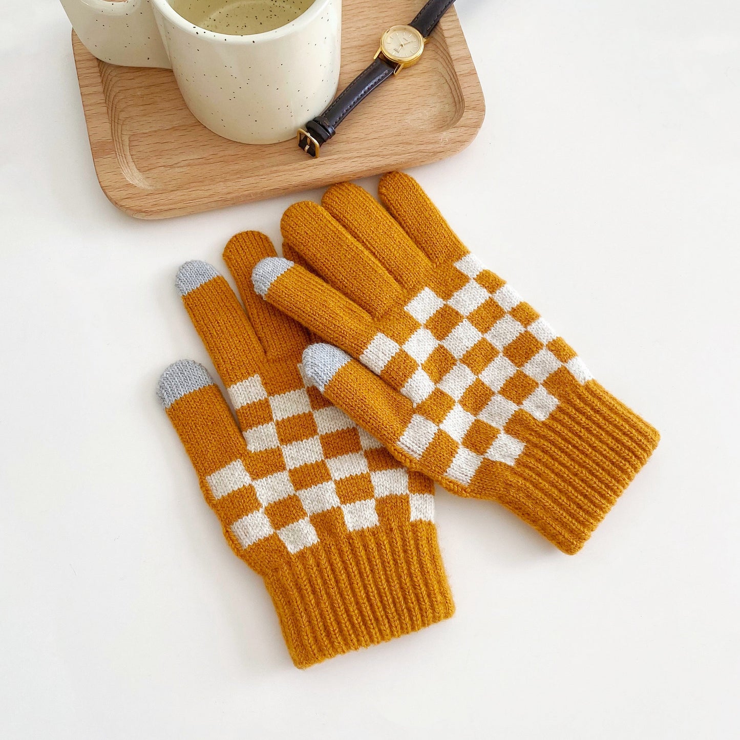 Checkered Telefinger Gloves