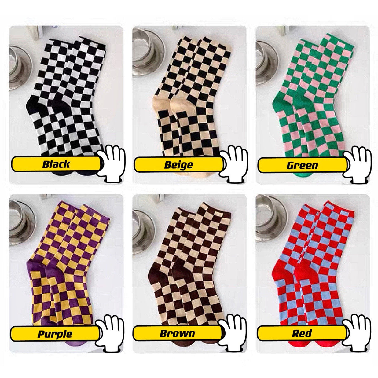 Checkerboard Colored Socks