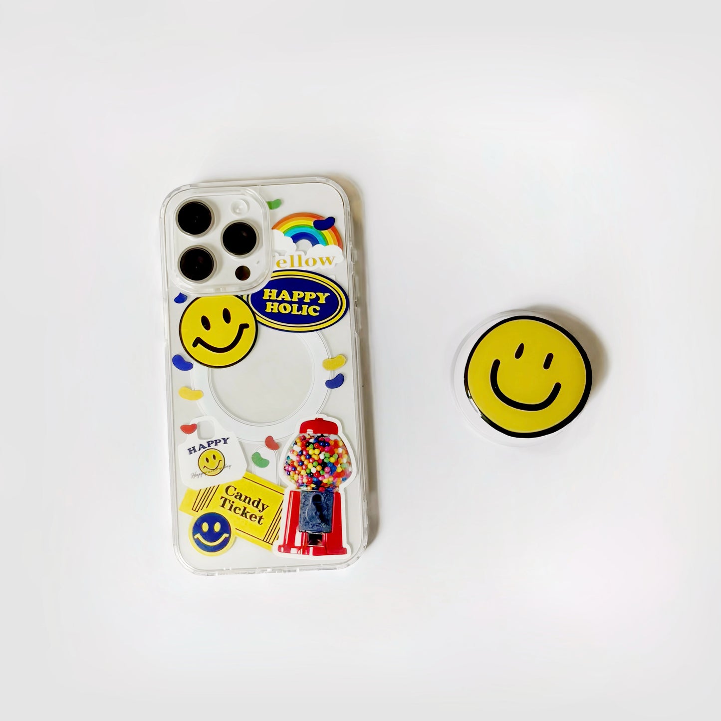 Happy Stickers Phone Case With Magnetic Stand