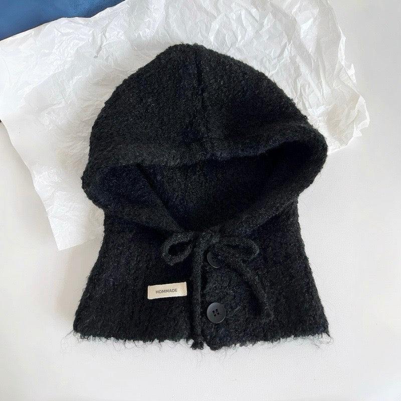 Drawstring Buttoned Balaclava Hat