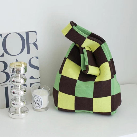 Borsa tote a quadri con colori a contrasto