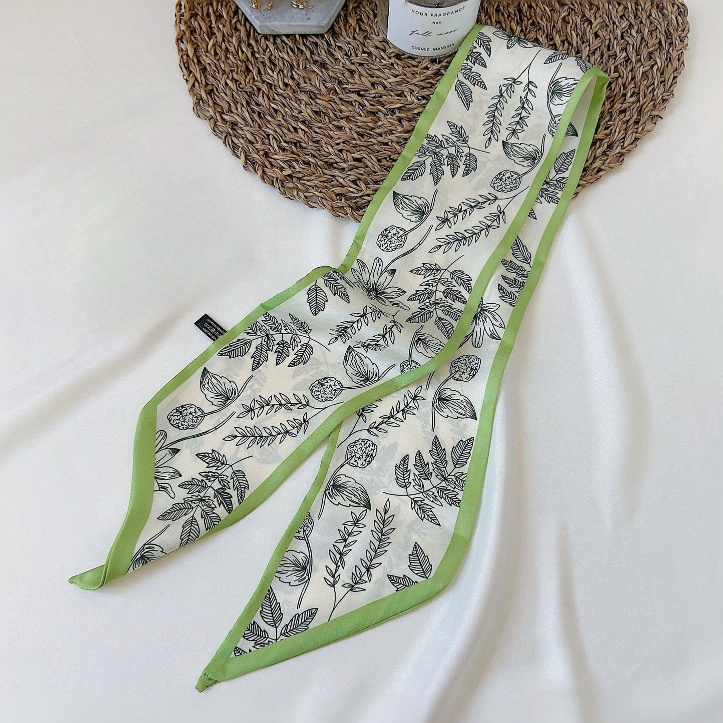 Botanical Pattern Silk Scarf