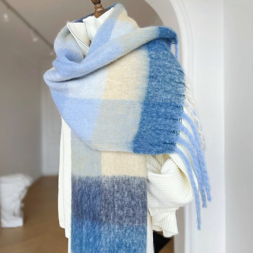 Gradient Plaid Scarf Shawl