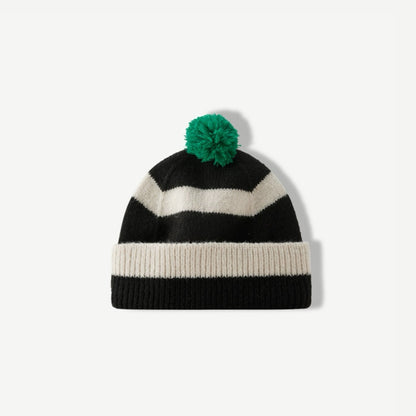 Stripe Knitted Pompom Beanie