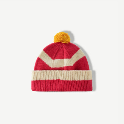 Stripe Knitted Pompom Beanie