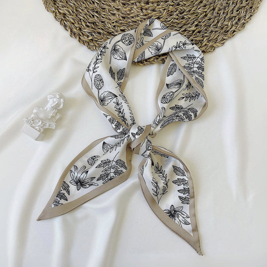 Botanical Pattern Silk Scarf