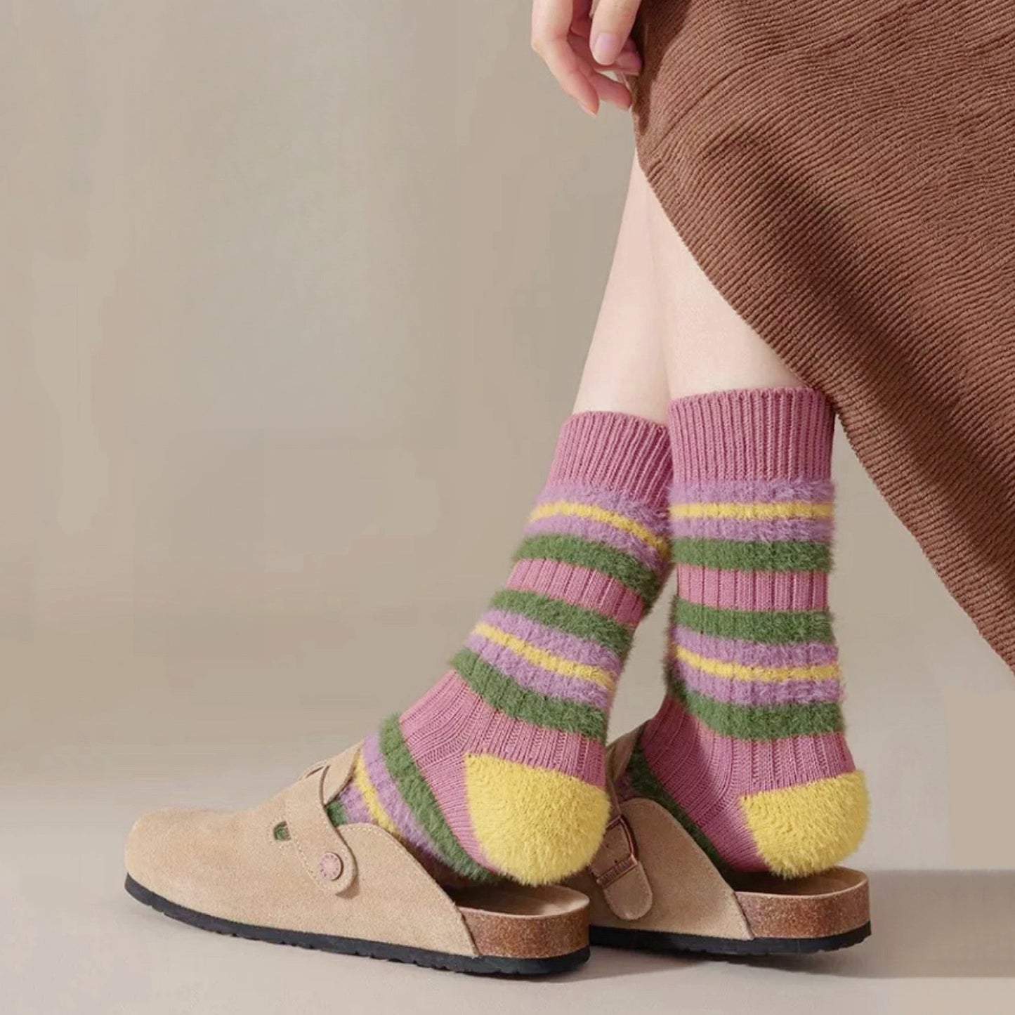 Plush striped socks