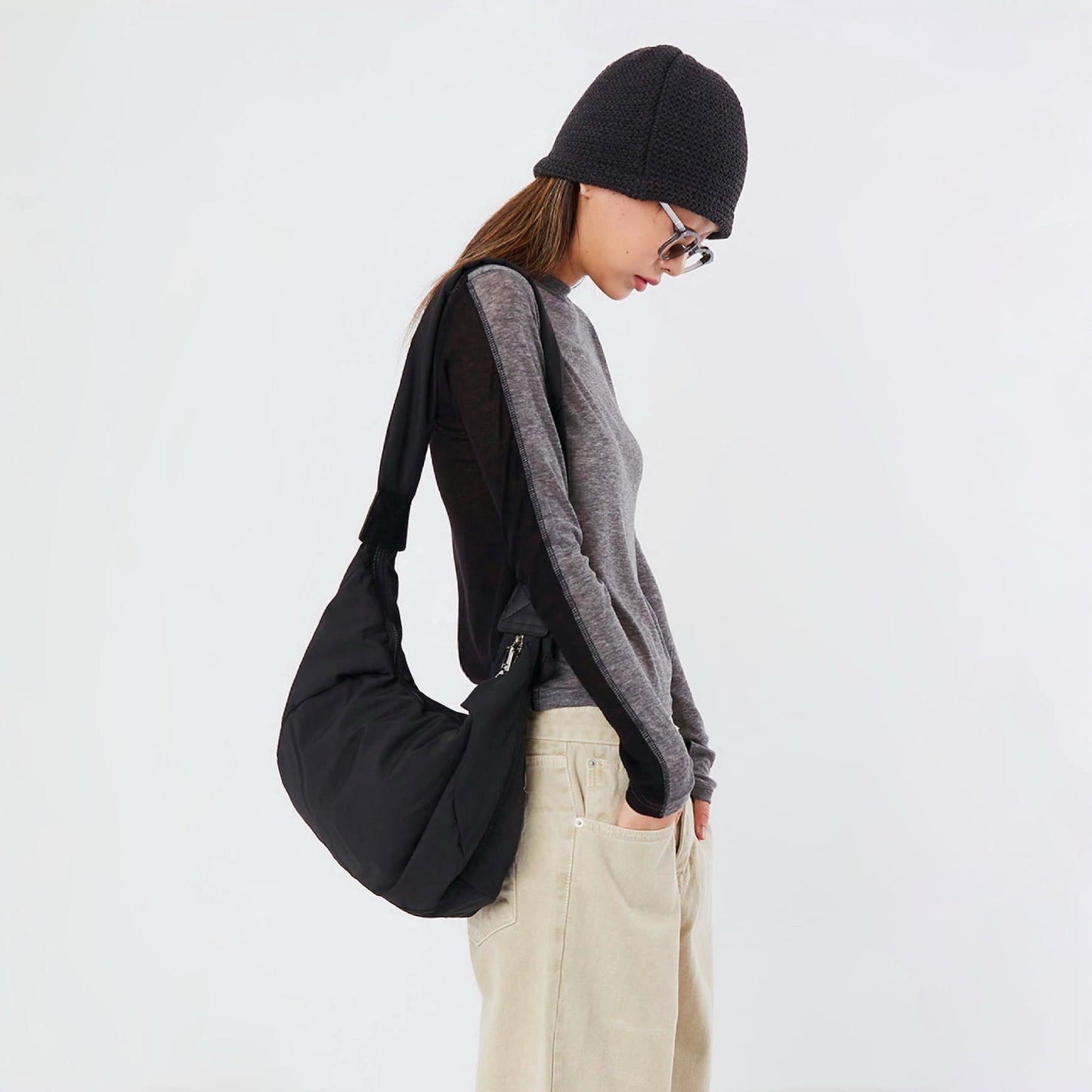 Casual Ruched Crescent Bag