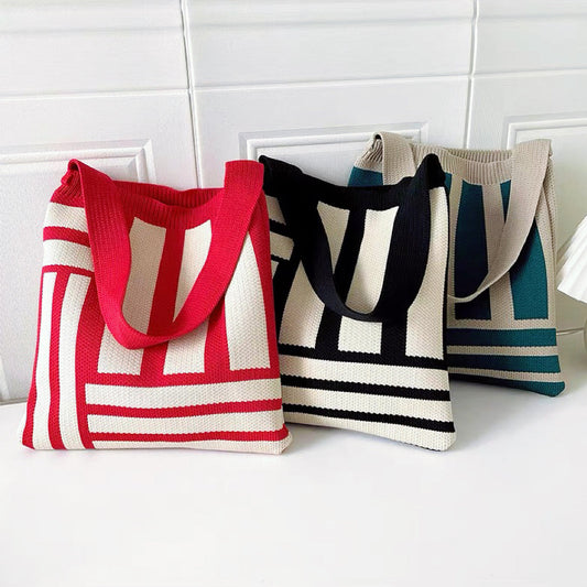 Geometric Line Knitted Bag