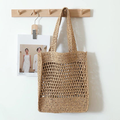 Crochet Straw Tote Bag