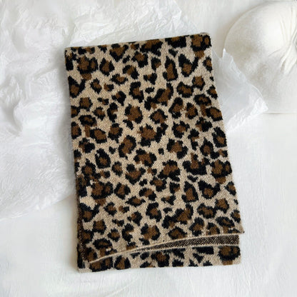 Leopard Print Knit Scarf