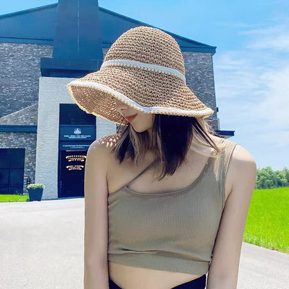 pearl foldable straw hat