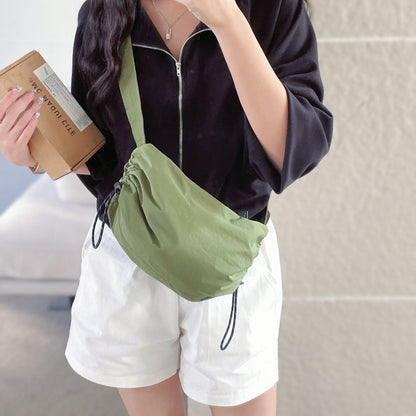 Pleated Drawstring Crossbody Bag