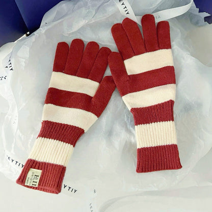 Bold Stripe Knit Gloves