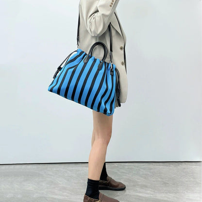 Striped Drawstring Bowling Bag