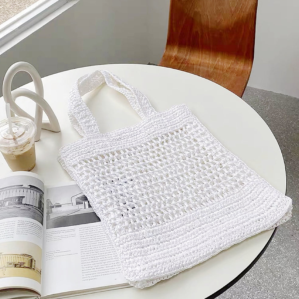 Crochet Straw Tote Bag