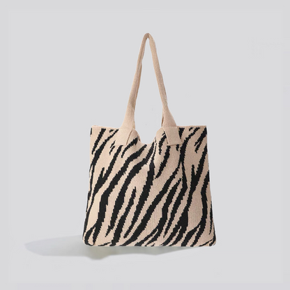 Zebra Print Knitted Tote Bag