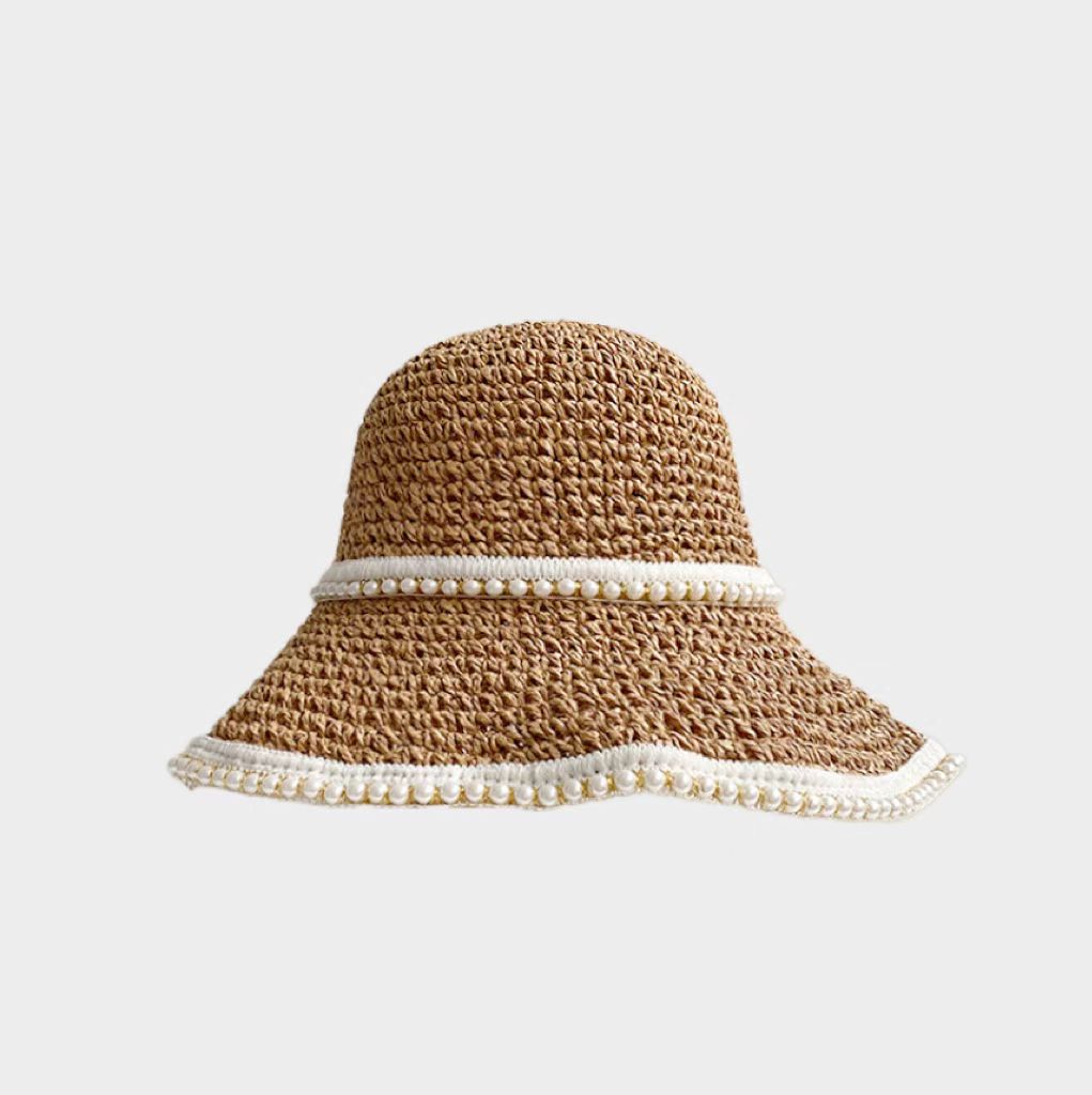 pearl foldable straw hat