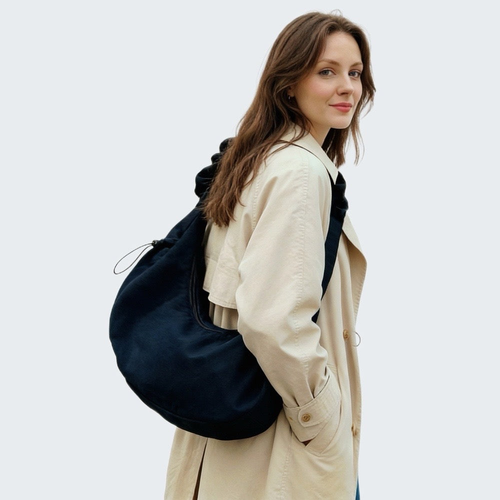 Ruched Strap Suede Hobo Bag