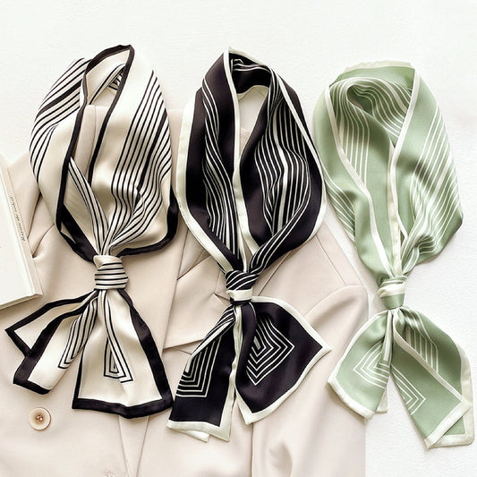 Stripe Satin Skinny Scarf