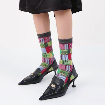 Karierte Patchwork-Socken