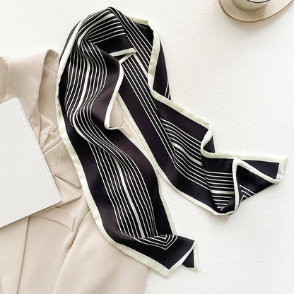 Stripe Satin Skinny Scarf