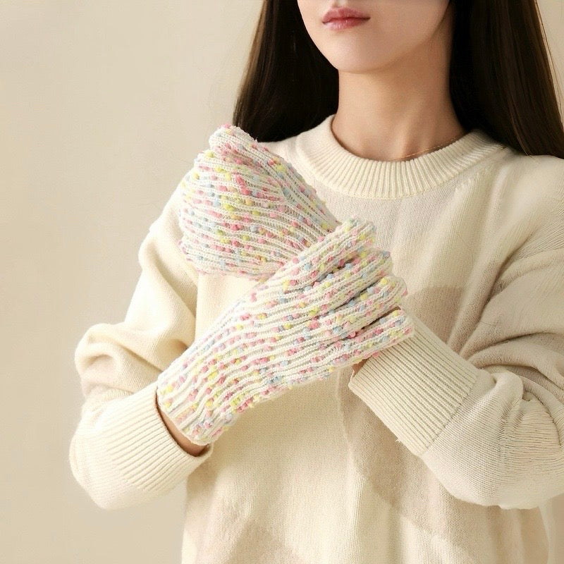 Candy Dot Knit Gloves
