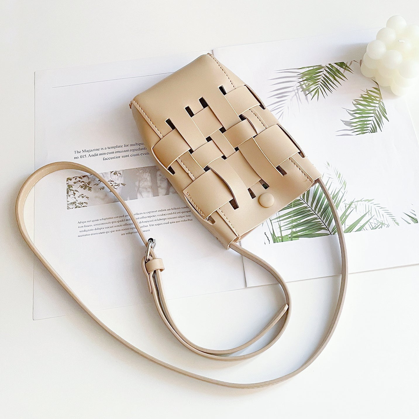 Hollow Design Woven Leather Crossbody Bag