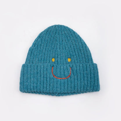 Smiley Ribbed Knit Beanie