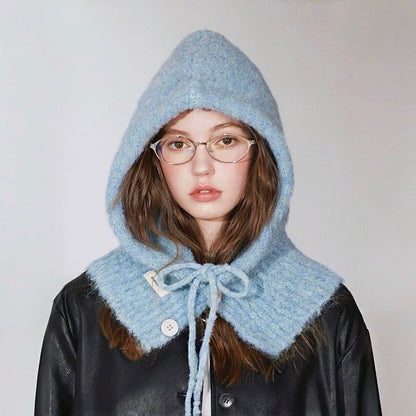 Drawstring Buttoned Balaclava Hat