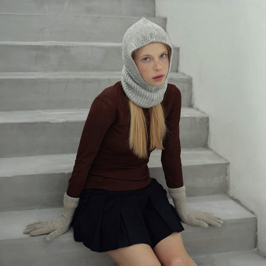 Morandi Toned Knit Balaclava Hat