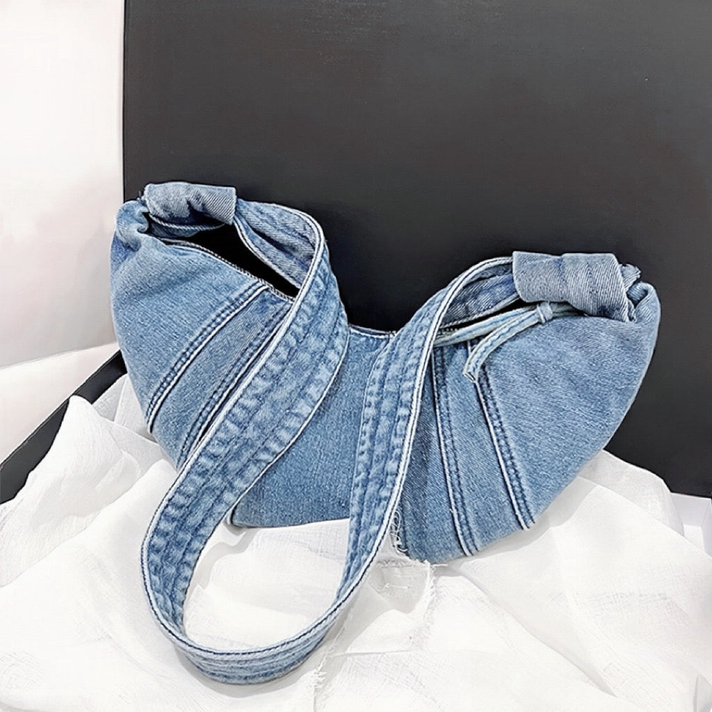 Borsa a tracolla in denim Croissant 