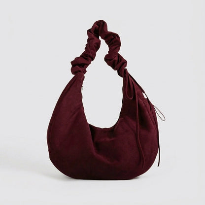 Ruched Strap Suede Hobo Bag