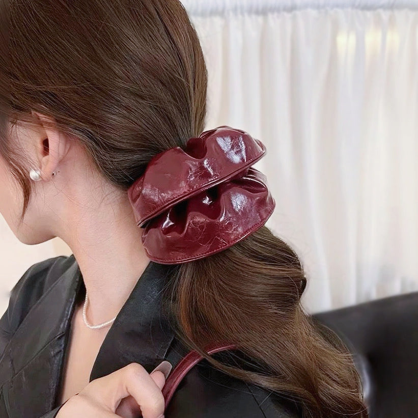 Ancora Scrunchie in pelle rossa