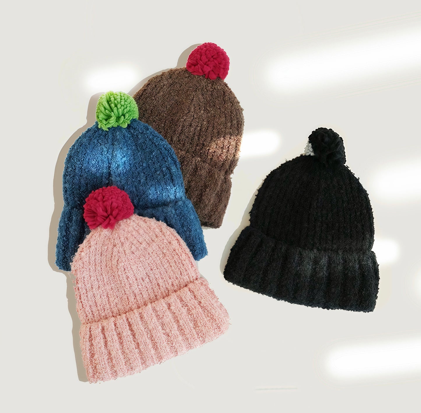 Candy Knitted Pompom Beanie