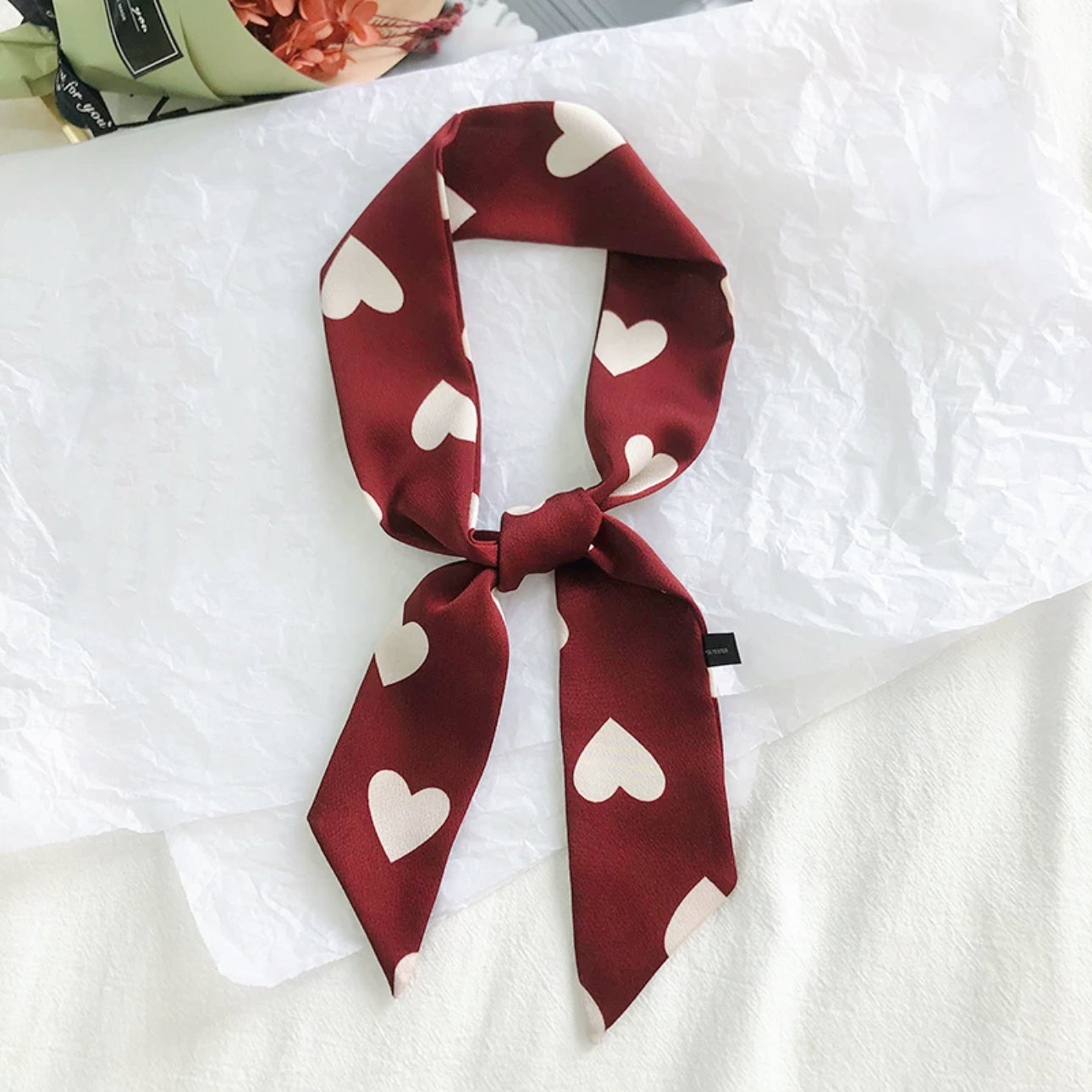 Heart Pattern Skinny Scarf