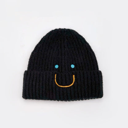 Smiley Ribbed Knit Beanie