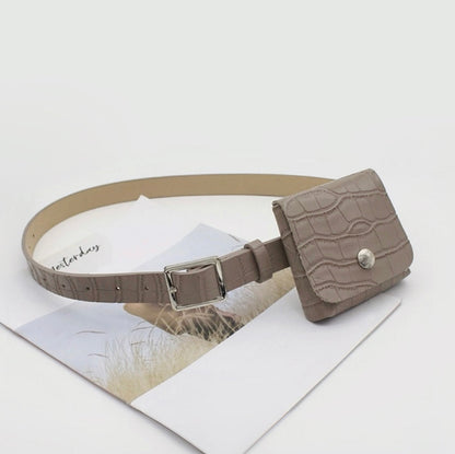 Crocodile Leather Belt With Pouch