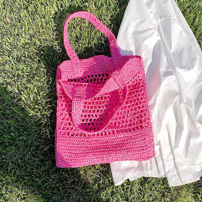 Crochet Straw Tote Bag