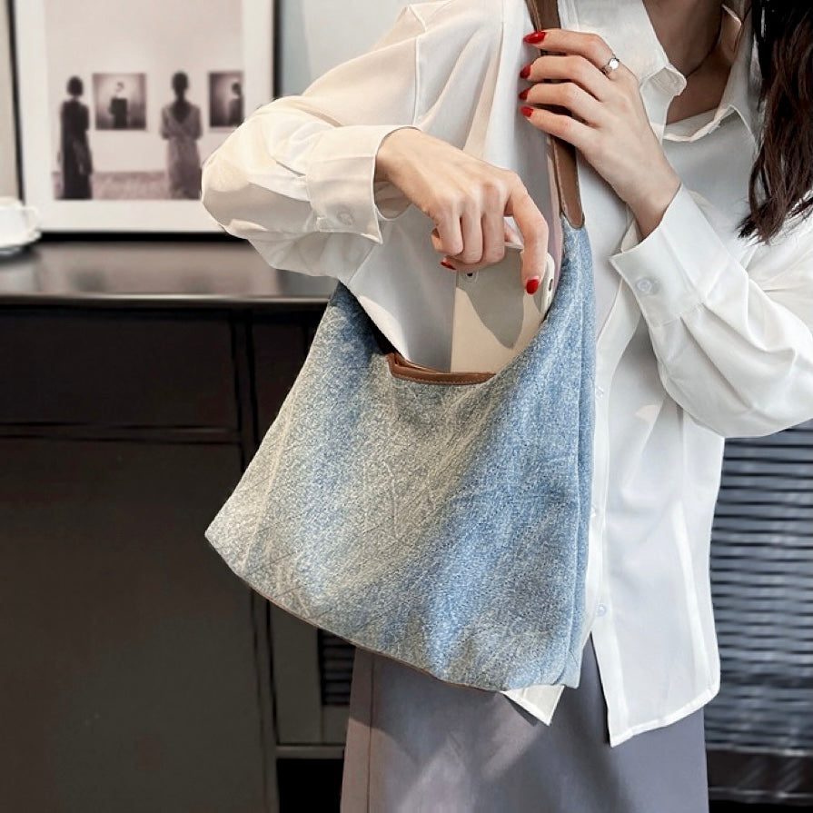 Diamond pattern Denim Shoulder Bag