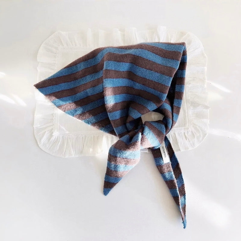 Striped Knit Triangle Scarf
