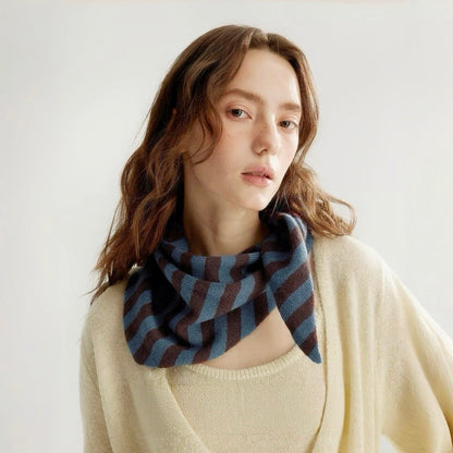 Striped Knit Triangle Scarf