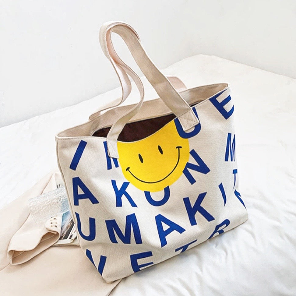 Smile Face Canvas Tote Bag