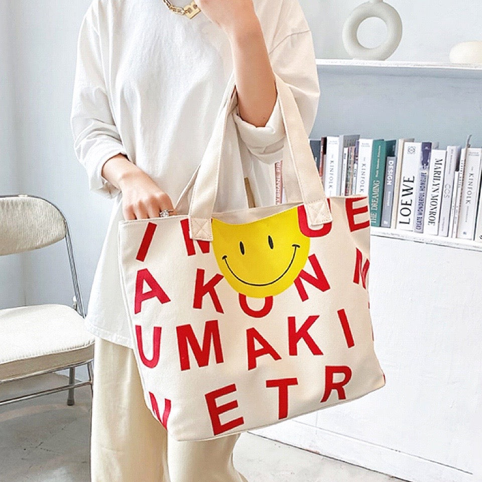 Smile Face Canvas Tote Bag