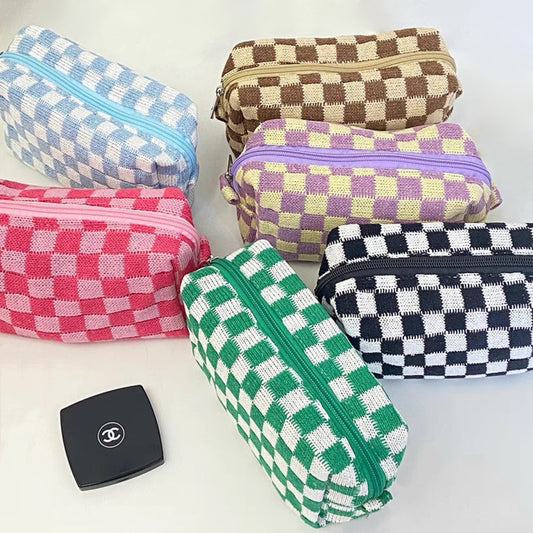 Checkerboard Makeup Bag